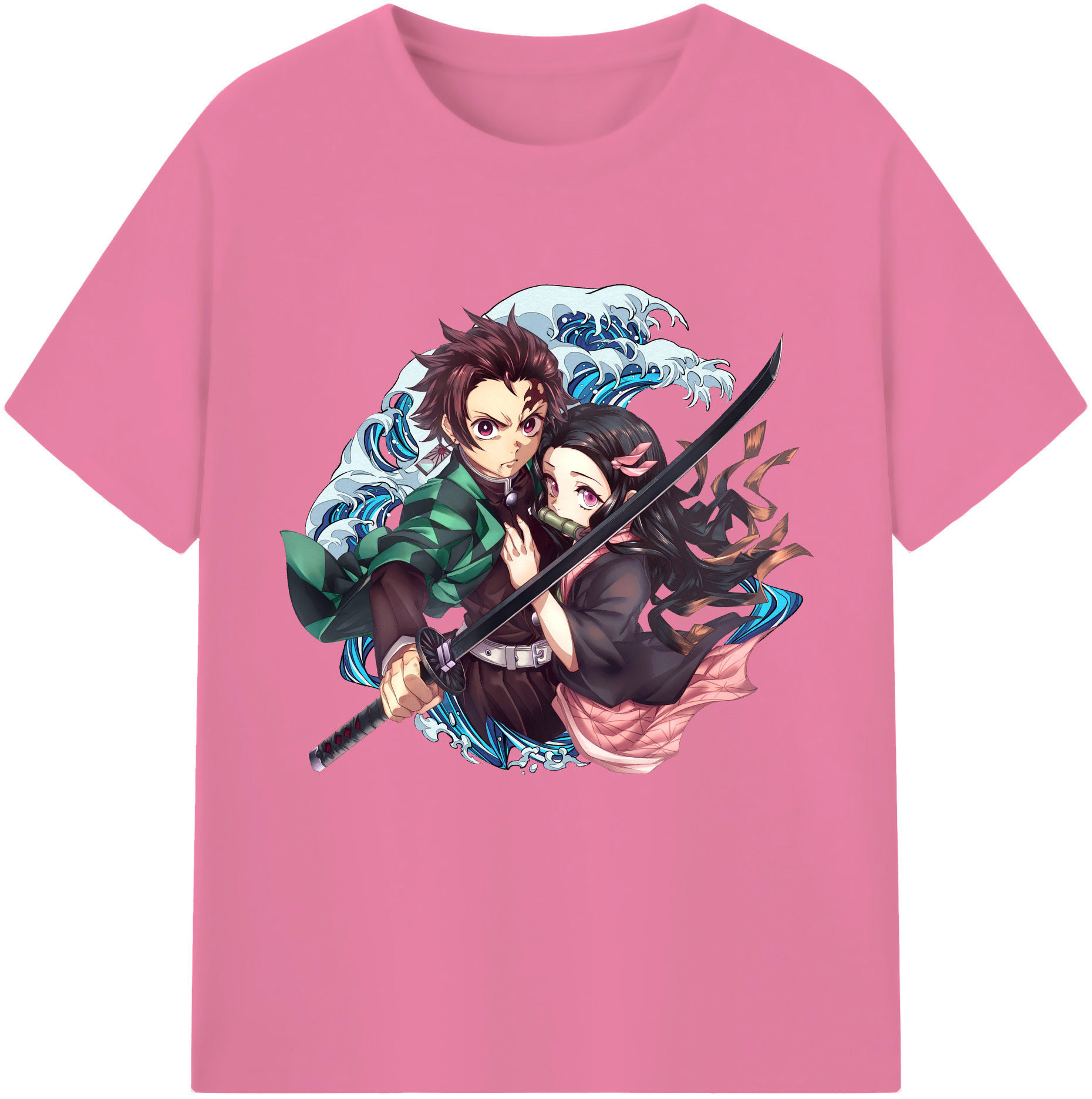 （画像用） 鬼滅の刃（きめつのやいば）竈門 禰󠄀豆子／かまど ねずこ Kamado Nezuko 綿100％半袖Tシャツ（フロントプリント）